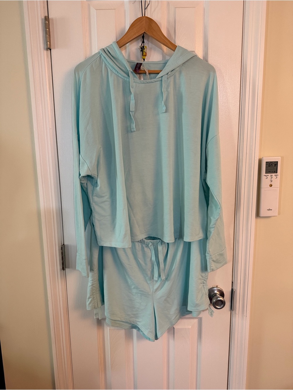 Adore Me Light Teal Hooded Lounge Set